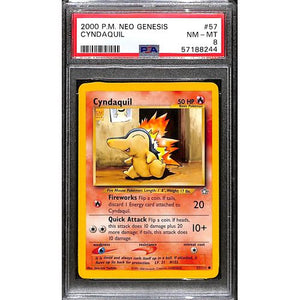 PSA8 - 2000 Pokemon - Cyndaquil 57/111 - Neo Genisis - TCGroupAU