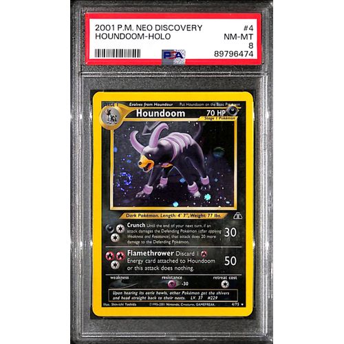 PSA8 - 2001 Pokemon - Houndoom Holo 4/75 - Neo Discovery - TCGroupAU