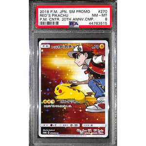 PSA8 - 2018 Pokemon - Red's Pikachu 270/SM-P Promo - P.M Centre 20th Anniversary - TCGroupAU