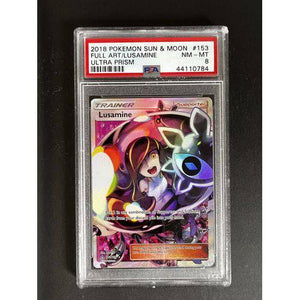 PSA8 2018 Pokemon Sun & Moon - Lusamine Full Art - 153/156 - Ultra Prism - TCGroupAU