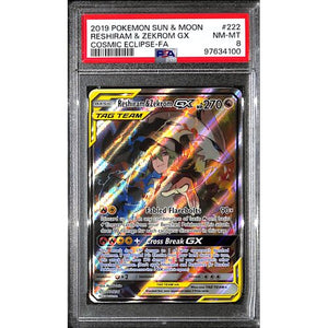 PSA8 - 2019 Pokemon - Reshiram & Zekrom Gx 222/236 - Cosmic Eclipse - TCGroupAU