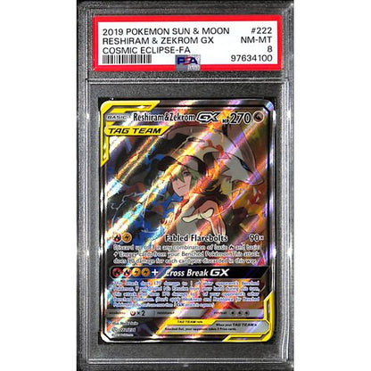 PSA8 - 2019 Pokemon - Reshiram & Zekrom Gx 222/236 - Cosmic Eclipse - TCGroupAU