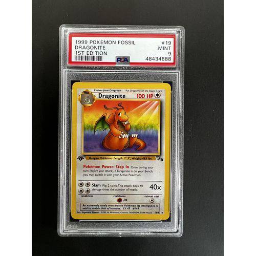 PSA9 1999 Pokemon Dragonite - 19/62 - Fossil 1st Edition - TCGroupAU