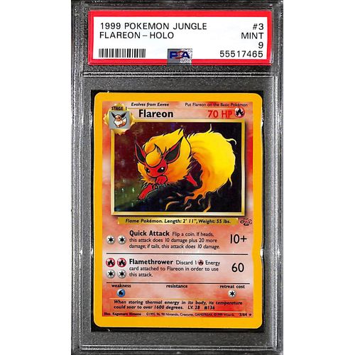 PSA9 - 1999 Pokemon - Flareon Holo 3/64 Jungle - TCGroupAU