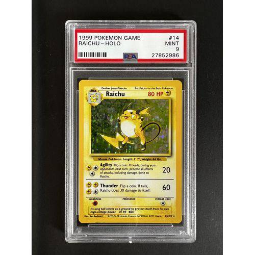 PSA9 - 1999 Pokemon Game Raichu - Holo - 014/102 - Base Set - TCGroupAU