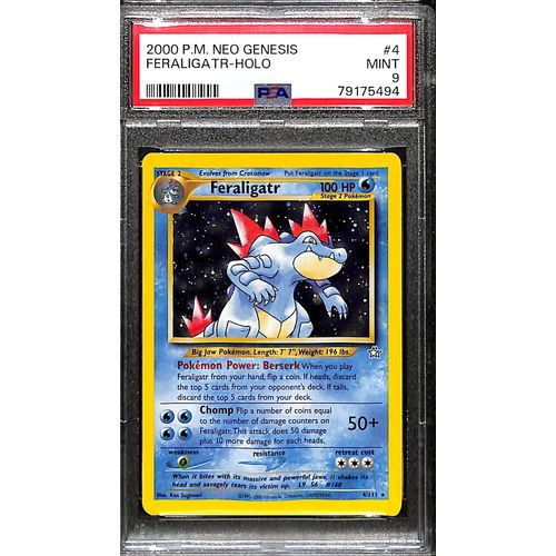 PSA9 - 2000 Pokemon - Feraligatr Holo 4/11 - Neo Genesis - TCGroupAU