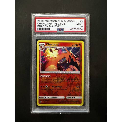 PSA9 2018 Pokemon Charizard Reverse Foil - 3/70 - Sun & Moon Dragon Majesty - TCGroupAU