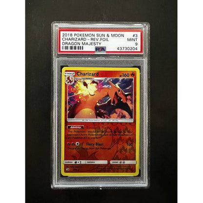 PSA9 2018 Pokemon Charizard Reverse Foil - 3/70 - Sun & Moon Dragon Majesty - TCGroupAU