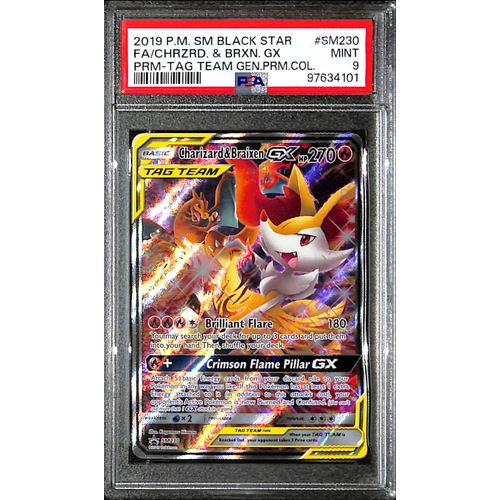 PSA9 - 2019 Pokemon - Black Star FA/Chrzrd & Brxn Gx SM230 - Tag Team Gen.Prm.Col - TCGroupAU