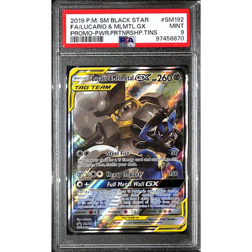 PSA9 - 2019 Pokemon - Black Star FA/Lucario & Mlmtl Gx SM192 - Promo Pwr.Prtnrshp. Tins - TCGroupAU