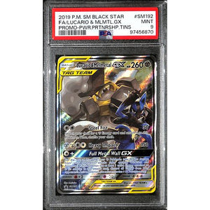 PSA9 - 2019 Pokemon - Black Star FA/Lucario & Mlmtl Gx SM192 - Promo Pwr.Prtnrshp. Tins - TCGroupAU