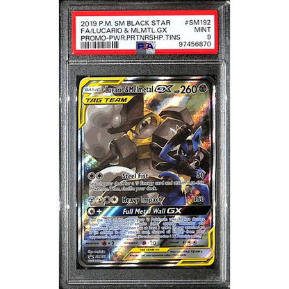 PSA9 - 2019 Pokemon - Black Star FA/Lucario & Mlmtl Gx SM192 - Promo Pwr.Prtnrshp. Tins - TCGroupAU