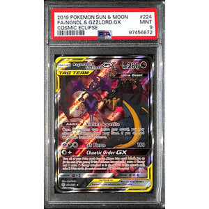 PSA9 - 2019 Pokemon - FA/Ngndl & Gzzlord Gx 224/236 - Cosmic Eclipse - TCGroupAU