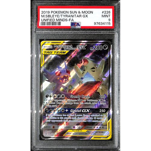 PSA9 - 2019 Pokemon - M.Sbleye/Tyranitar Gx 226/236 - Unified Minds - TCGroupAU