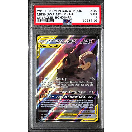 PSA9 - 2019 Pokemon - Mrshdw & Mchmp Gx 199/214 - Unbroken Bonds - TCGroupAU