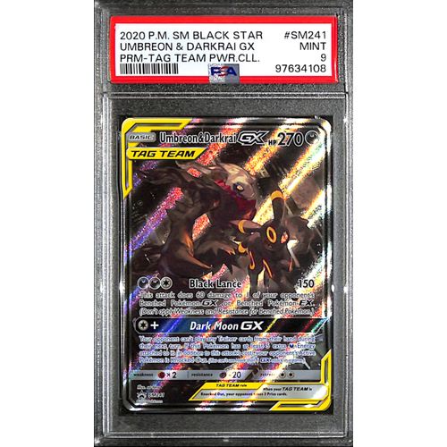 PSA9 - 2020 Pokemon - Black Star Umbreon & Darkrai Gx SM241 - Tag Team Pwr.Cll - TCGroupAU