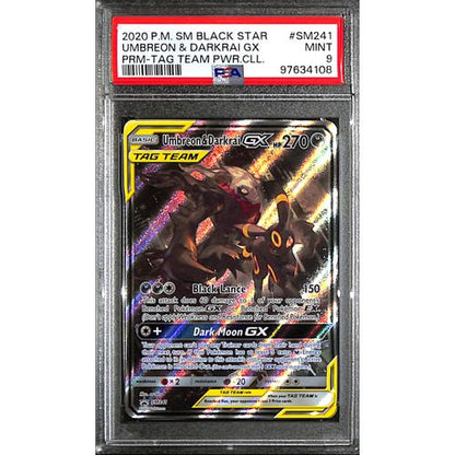 PSA9 - 2020 Pokemon - Black Star Umbreon & Darkrai Gx SM241 - Tag Team Pwr.Cll - TCGroupAU