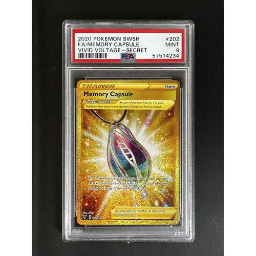PSA9 2020 Pokemon Swsh - Memory Capsule Gold - 202/185 - Vivid Voltage - TCGroupAU