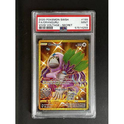 PSA9 2020 Pokemon Swsh - Oranguru Gold - 199/185 - Vivid Voltage - TCGroupAU