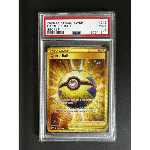 PSA9 2020 Pokemon Swsh - Quick Ball Gold - 216/202 - Sword & Shield Base - TCGroupAU